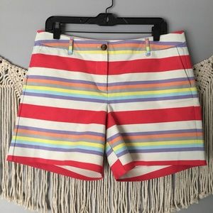 Boden Rainbow Striped Long Shorts